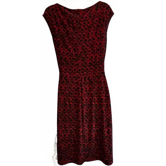 Lauren Ralph Lauren Red, Purple and Black Patterned Knot Front Dress, Size 8 - Picture 3 of 7